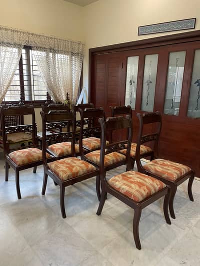 8 Pre loved dining chairs - Pure Shesham wood custom made in Chiniot