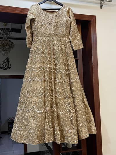 Luxury Golden Champagne Walimah Bridal Dress