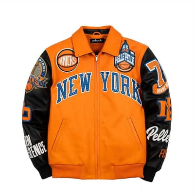 Pelle Pelle New York Knicks Orange & Black Leather Jacket