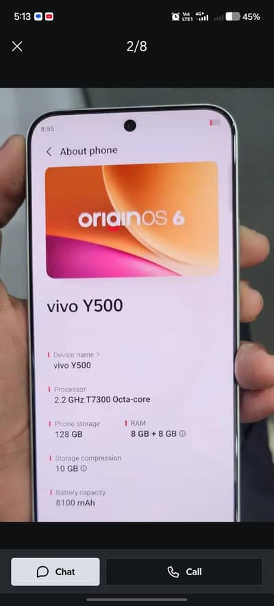 Vivo Y500 8Ram 128 GB new condition
