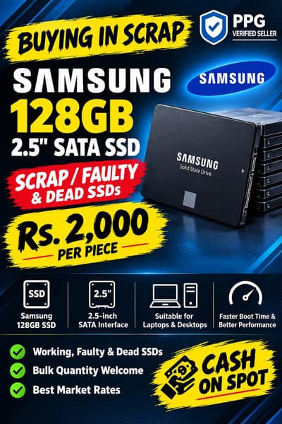 Samsung 128GB SSD / Buying in scrap / faulty condition