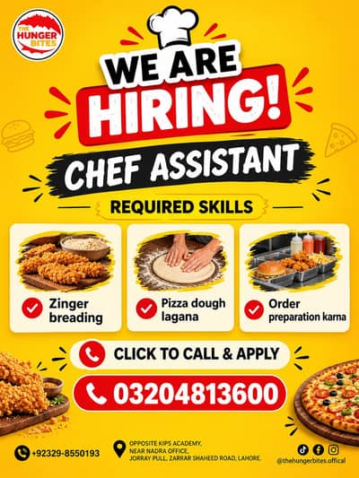 We need Dish washer, kitchen helper and delivery rider