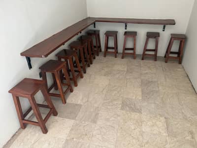 folding solid wood table and stool for resturant