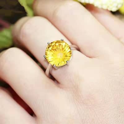 Adjustable Yellow Zircon Silver Ring