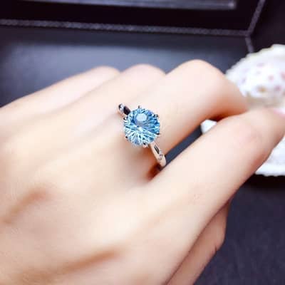Adjustable Blue White Zircon Silver Rings | Buy Now