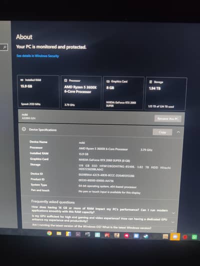Gaming PC Ryzen 5 3600X RTX 2060 Super 8GB