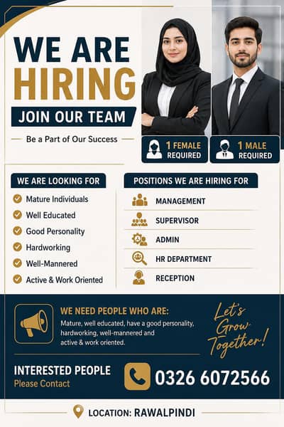 Multiple Staff Required | Supervisor, Admin, Management & HR Jobs