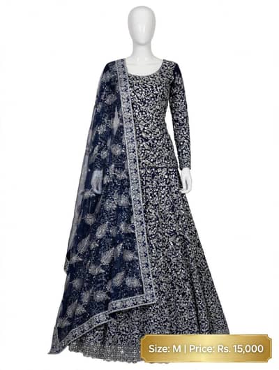 neavy blue lehenga size m RS 15000