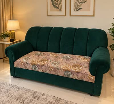  Royal Emerald Green 3-Piece Sofa Set | Premium Quality | Pre-Loved