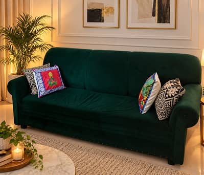 Royal Emerald Green 3-Piece Sofa Set | Premium Quality | Pre-Loved