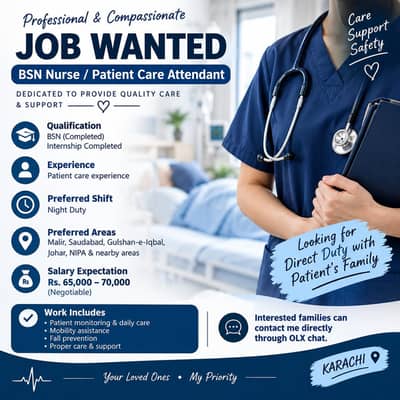 BSN Nurse / Home Patient Care Attendant – Night Duty