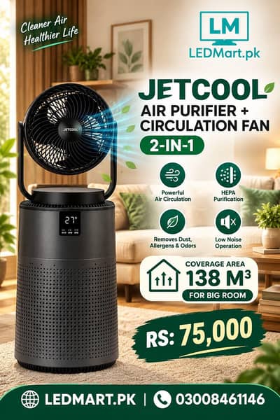 jetcool airpurifier with circulation fan 138m³