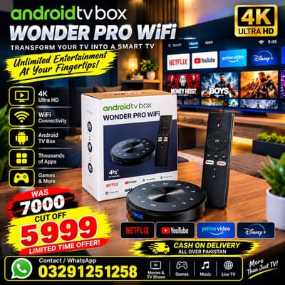 WONDER PRO WIFI LATEST ANDROID TV BOX WITH VOICE REMOTE