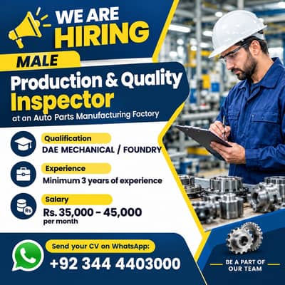 Production & Quality Inspector Required – Auto Parts Factory