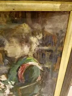 antique painting. history written on back.