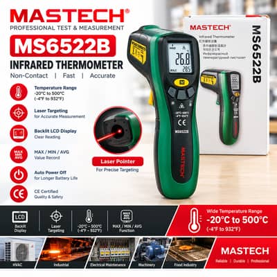 Infrared Thermomete MASTECH MS6522B | Non-Contact -20°C to 500°C