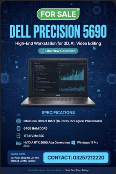 Dell Precision 5690 Ultra 9 185H 64 GB Ram 1 TB  SSD RTX ada 2000 8 GB