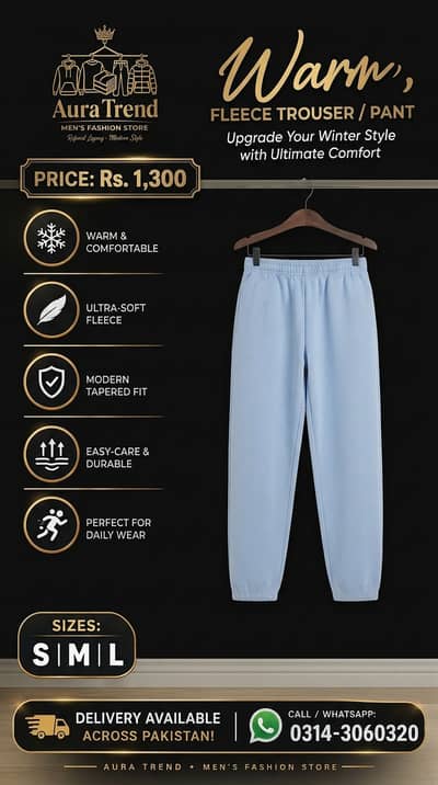 Women Men Light Blue pent | Track Pants | Winter Pintuck Trousers