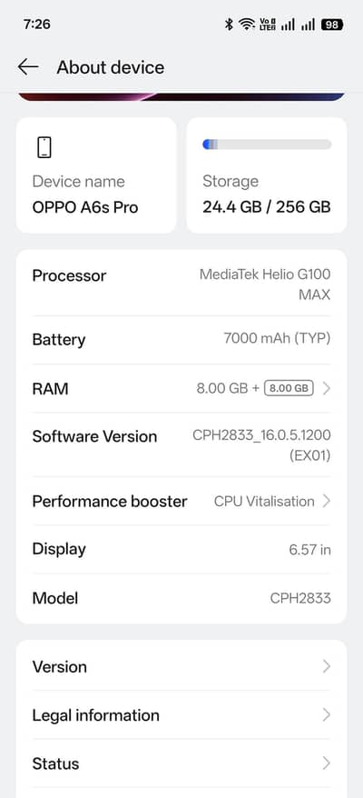 OPPO A6s pro 8+8/256