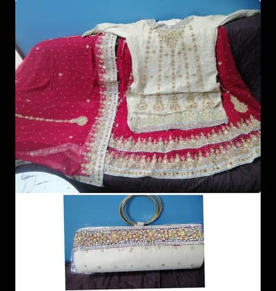 Heavy bridal sharara 1-time used Red and golden