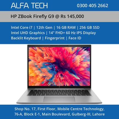 HP ZBook Firefly G9 Laptop Intel Core i7 12th Gen 16GB 256GB 14”