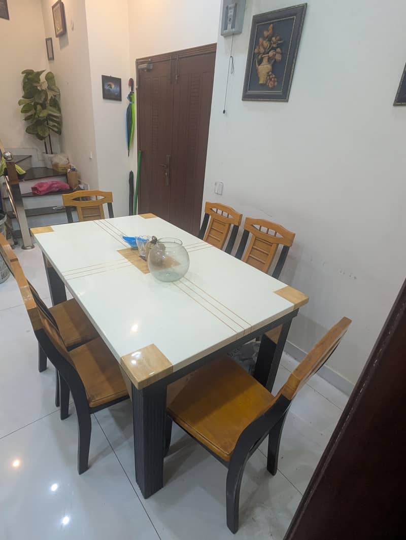 six seater marble dining table set 0