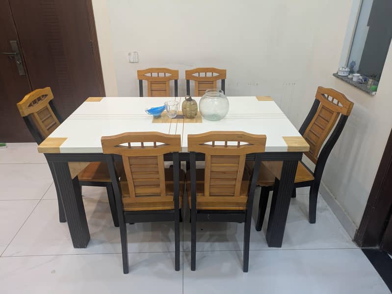 six seater marble dining table set 1