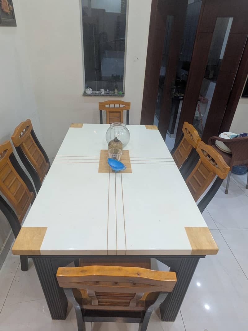 six seater marble dining table set 2