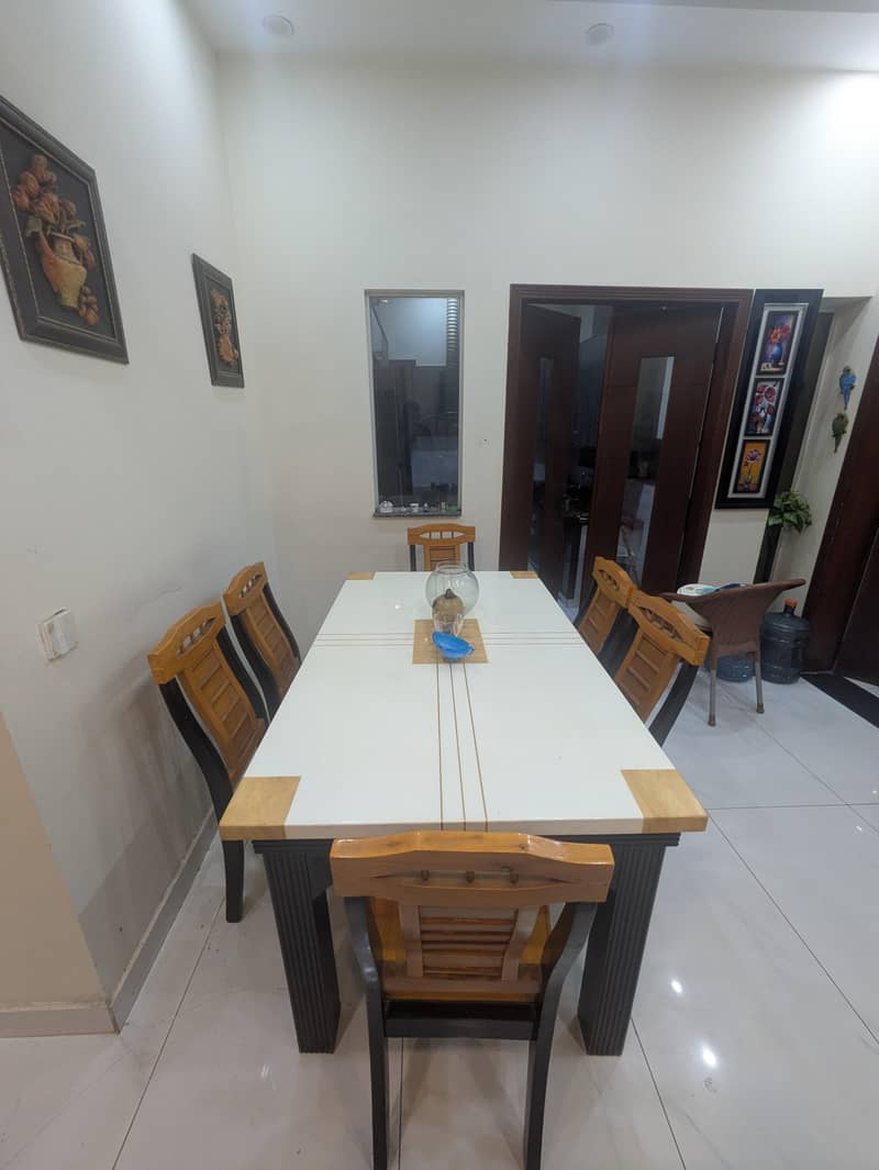 six seater marble dining table set 3