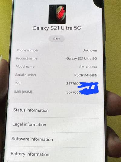 Samsung Mobile S21 Ultra 12/128 only mobile