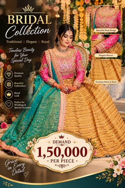 Luxury Pink & Golden Bridal Lehenga with Teal Dupatta – Royal Wedding