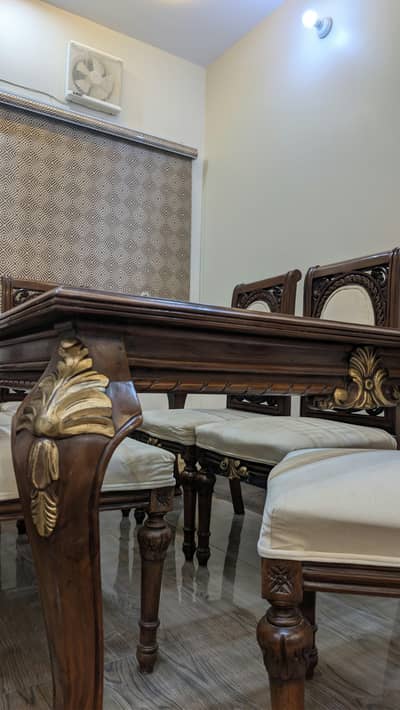 Premium Chesham Wood Dining Table Set – 6 Chairs | Elegant Brown