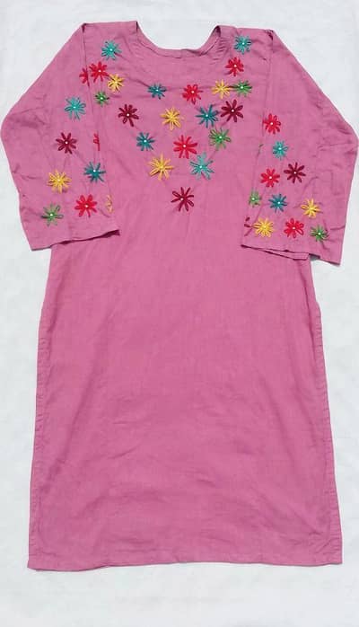 Pink Hand Embroidered Lawn Suit - Multicolor Phulkari - Rajanpur