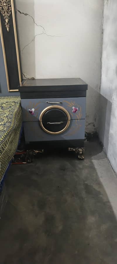 Double bed 2 side table mattress  and dressing table