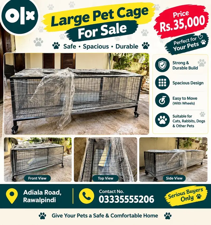 Large Layer Cage for Sale With Wheels-Spacious Metal Cage |Rawalpindi