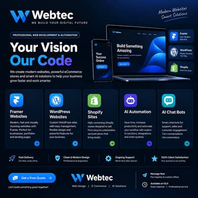 Professional Website Development | WordPress, Shopify, Framer & AI Au