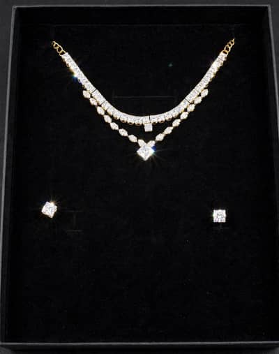 American Diamond Double  layer Necklace silver