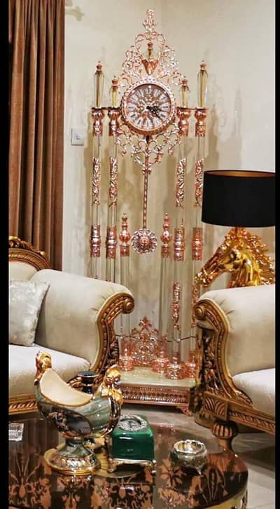 Italian clock standing candelabra marble glass crystal mported antique