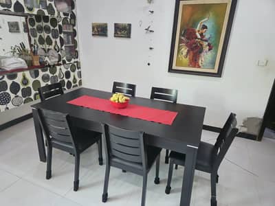 Index Furniture Matt Black Dining Table with 8 chairs Condition: A-1