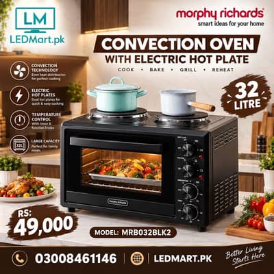 MORPHY RICHARDS 32 LITRE CONVENTION OVEN WITH ELECTRIC HOT PLATES