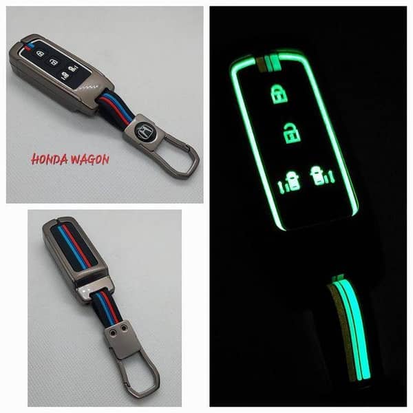 Car Honda Wagon Metal Key Cover With Night Fluorescece Glow Effect With Silicone Case