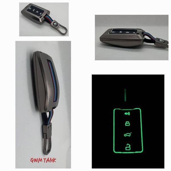 Car GWM Tank Metal Key Cover With Night Fluorescece Glow Effect With Silicone Case