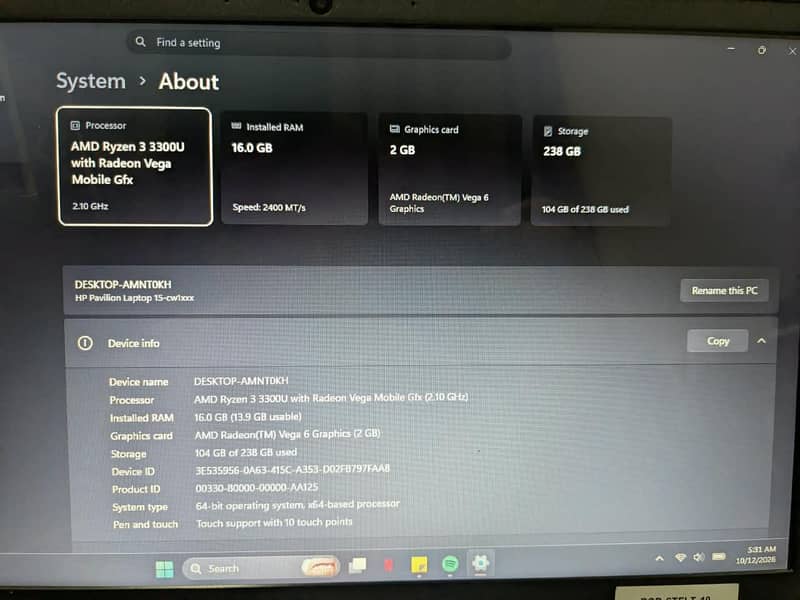 HP laptop 10