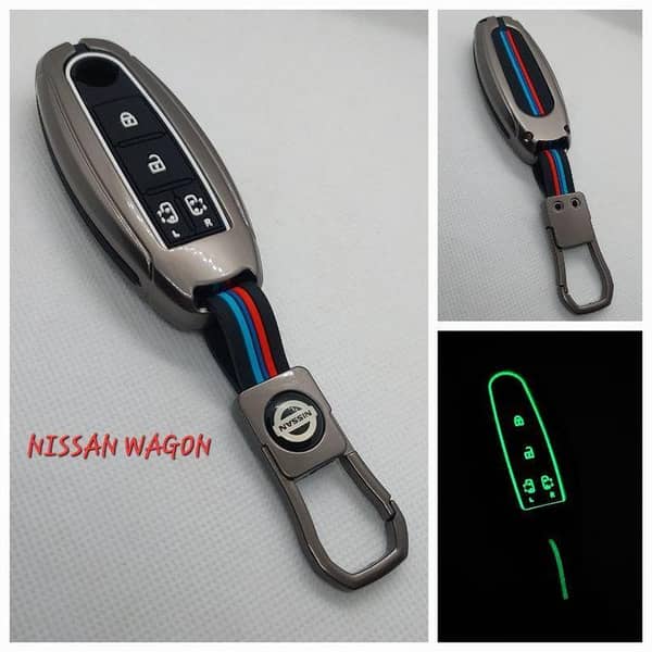Car Nissan Wagon Metal Key Cover With Night Fluorescece Glow Effect With Silicone Case