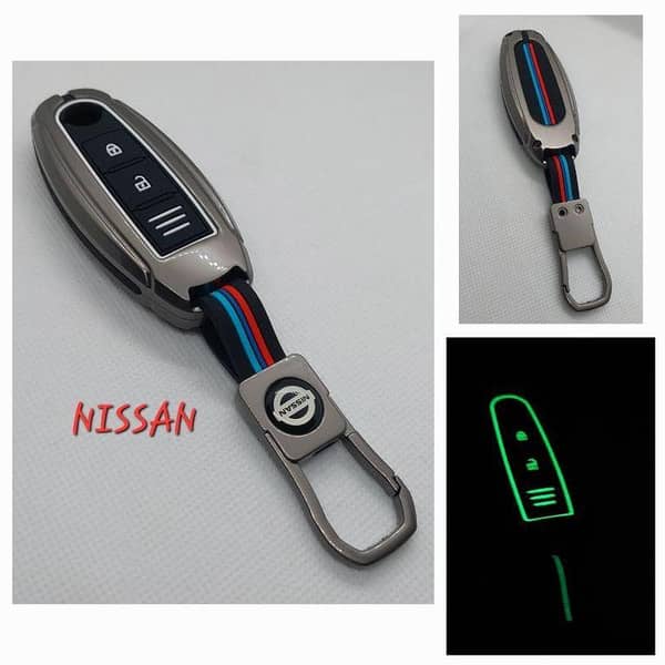 Car Nissan Metal Key Cover With Night Fluorescece Glow Effect With Silicone Case