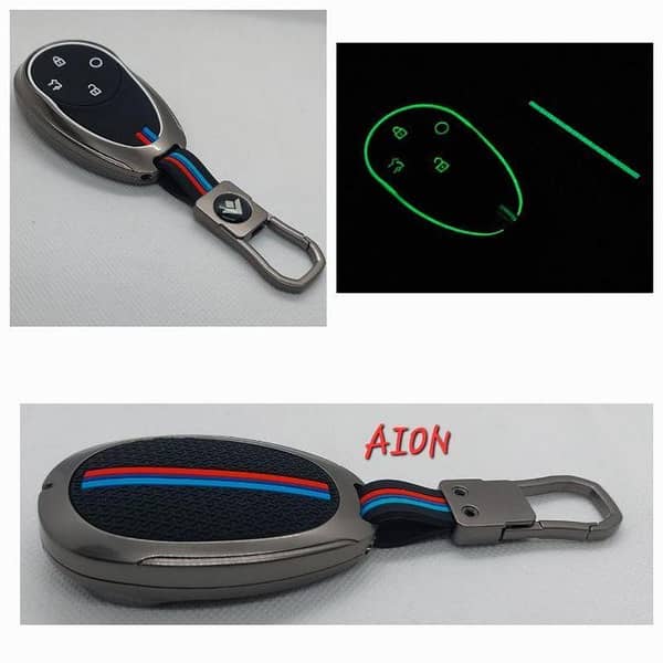 Car Aion Metal Key Cover With Night Fluorescece Glow Effect With Silicone Case