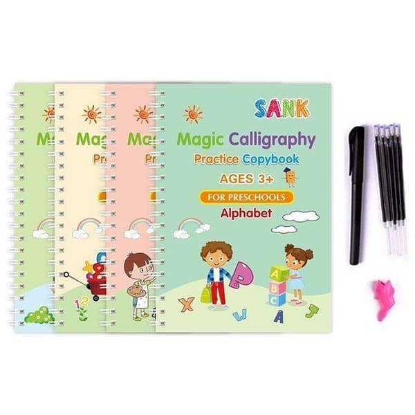 Magic Practice Copybook(4 BOOKS) , Magic Book For Montessori Children Tracing Handwriting | First Learning Books For Kids | Preschool