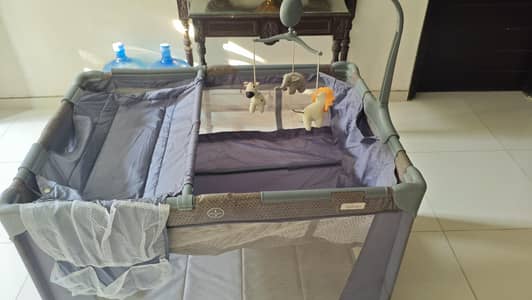 Baby Cot / Playpen with Diaper Changer, Toys Net & Free Mattress