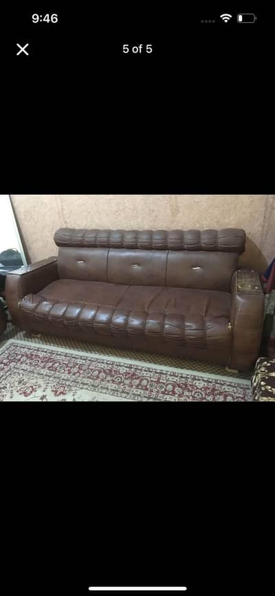 Brown Leatherette Sofa Set (5 Seater)