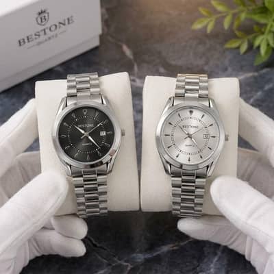BESTONE Men's Quartz Stainless Steel Watch with Gift Box